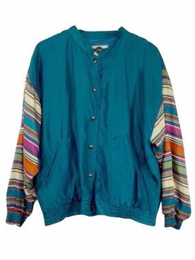 OUT BROOK silk striped vintage jacket XL
